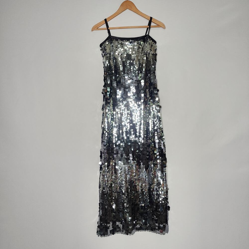 Silver Sequin Retro Party Flapper Dress Le AL.X Women's Size XS